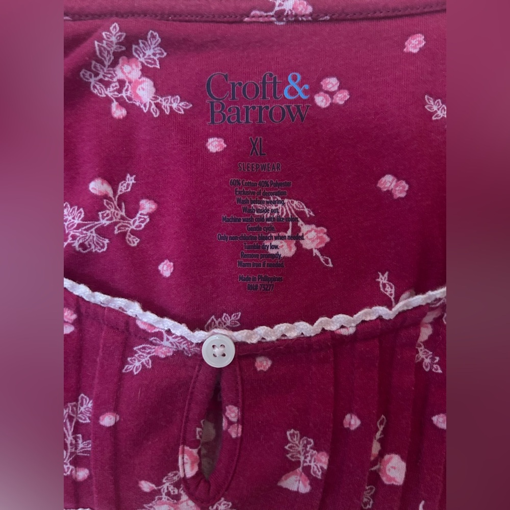 Croft & Barrow Plum/Pink Floral Nightgown - Picture 4 of 4